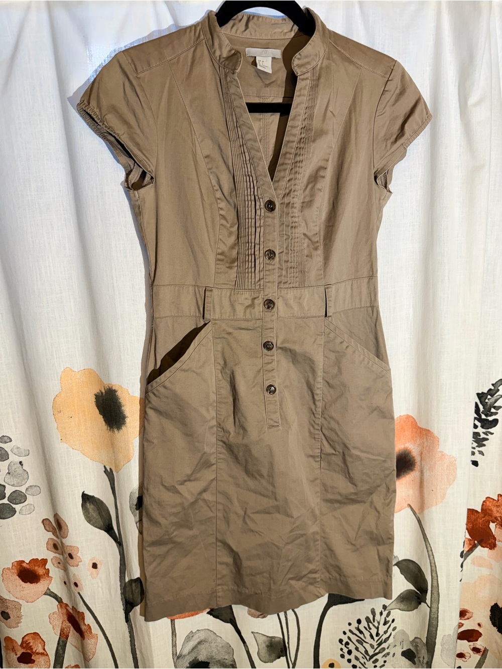 90s H&M Khaki Button-Front Mini Dress - Picture 3 of 14
